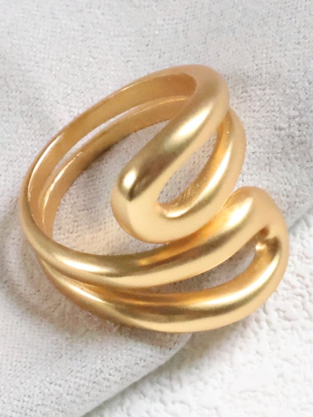 Julie Vos Wave Gold Adjustable Wrap Ring Size 7 | NEW